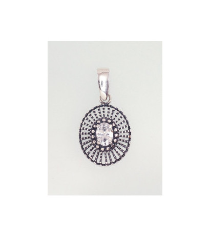 Sidabrinis pakabukas 2301525(POx-Bk)_CZ, Sidabras 925°, oksidas (padengti), Cirkonai