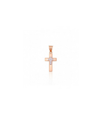 Auksinis pakabukas 1301060(Au-R+PRh-W)_CZ, Raudonas Auksas 585°, rodis (padengti) , Cirkonai