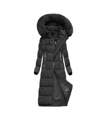 LONG WINTER HOODED JACKET BLACK (7688) striukė