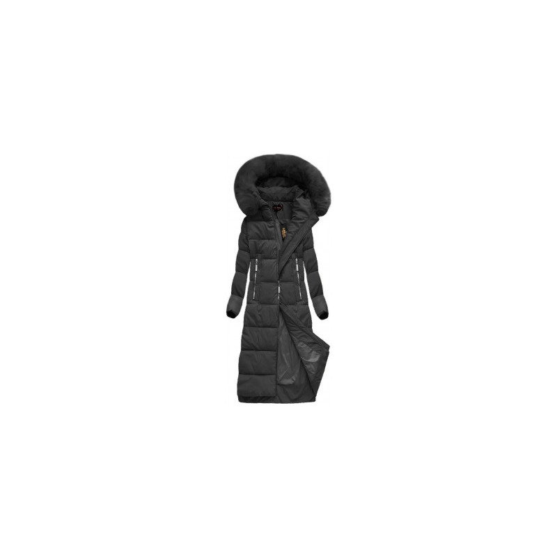 LONG WINTER HOODED JACKET BLACK (7688) striukė