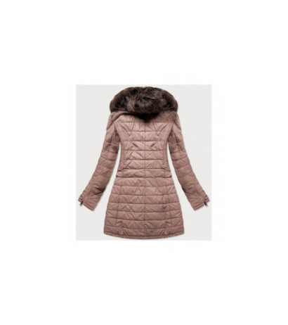 COAT WITH FUR COLLAR VINTAGE PINK (LD5520) striukė COAT WITH FUR COLLAR VINTAGE PINK (LD5520) striukė