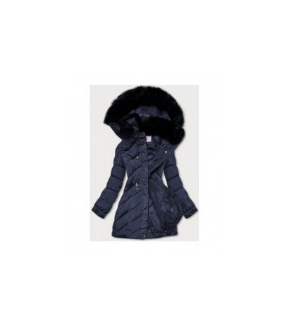 QUILTED HOODED JACKET NAVY BLUE (W732) striukė