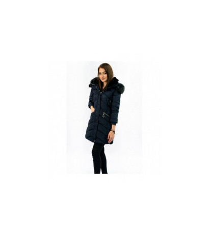 QUILTED HOODED JACKET NAVY BLUE (W732) striukė QUILTED HOODED JACKET NAVY BLUE (W732) striukė