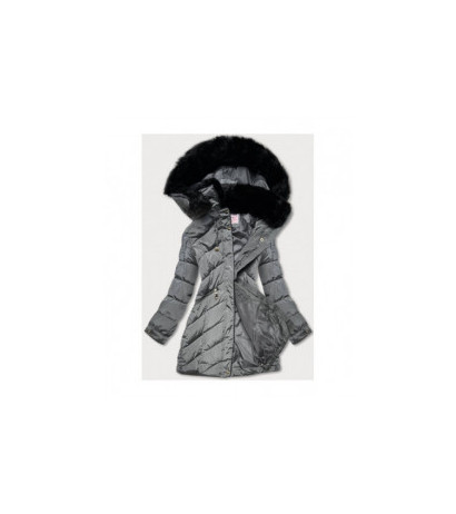 QUILTED HOODED JACKET GREY (W732) striukė