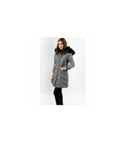 QUILTED HOODED JACKET GREY (W732) striukė QUILTED HOODED JACKET GREY (W732) striukė