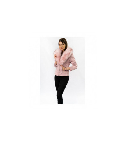 SUEDE MOTORCYCLE WITH FUR POWDER PINK (6502) striukė SUEDE MOTORCYCLE WITH FUR POWDER PINK (6502) striukė