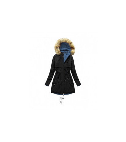 REVERSIBLE HOODED JACKET BLACK-BLUE (W214BIG) striukė