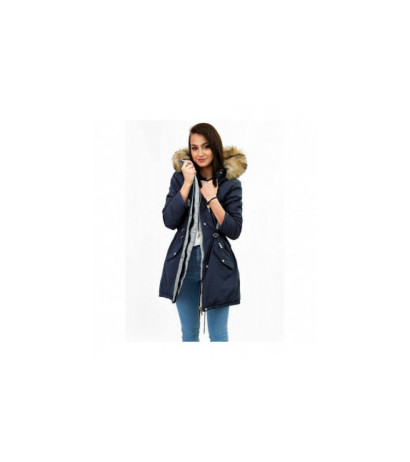 REVERSIBLE HOODED JACKET NAVY BLUE-GREY (W210) striukė REVERSIBLE HOODED JACKET NAVY BLUE-GREY (W210) striukė