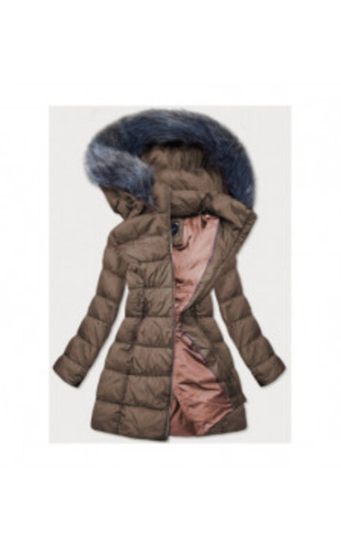LONG QUILTED JACKET BROWN (7701) striukė
