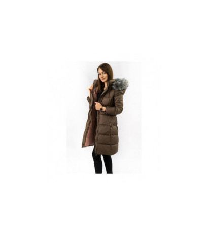 LONG QUILTED JACKET BROWN (7701) striukė LONG QUILTED JACKET BROWN (7701) striukė