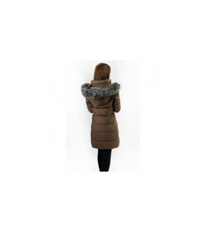 LONG QUILTED JACKET BROWN (7701) striukė LONG QUILTED JACKET BROWN (7701) striukė