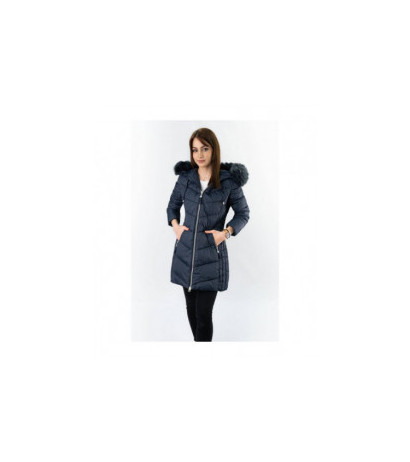 LONG QUILTED JACKET NAVY BLUE (7689) striukė LONG QUILTED JACKET NAVY BLUE (7689) striukė