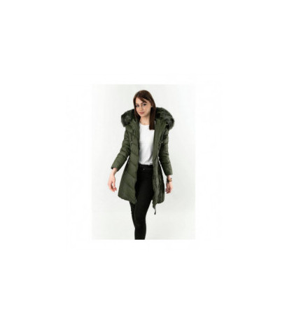 LONG QUILTED JACKET KHAKI (7689) striukė LONG QUILTED JACKET KHAKI (7689) striukė