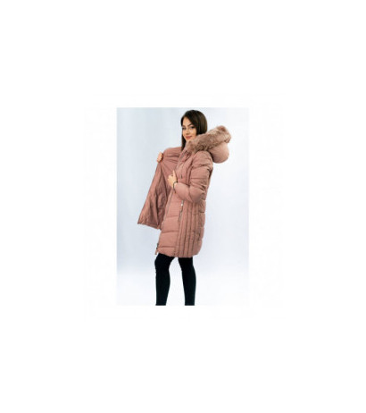 LONG QUILTED JACKET VINTAGE PINK (7689) striukė LONG QUILTED JACKET VINTAGE PINK (7689) striukė