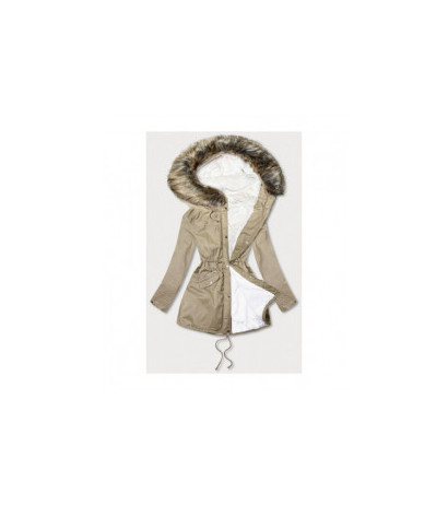 FUR HOODED PARKA BEIGE (7602BIG) striukė