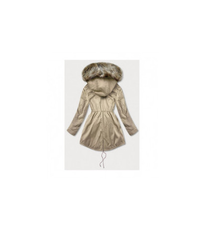 FUR HOODED PARKA BEIGE (7602BIG) striukė FUR HOODED PARKA BEIGE (7602BIG) striukė