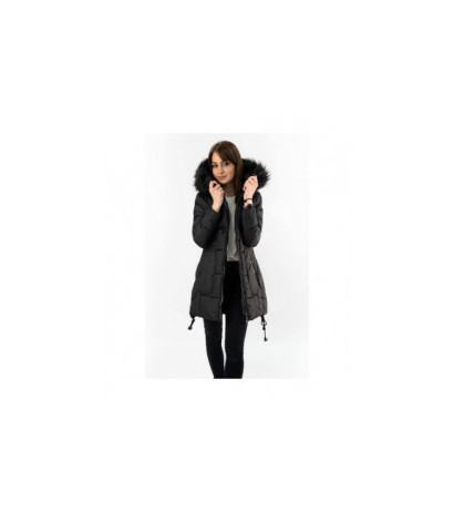 QUILTED HOODED JACKET BLACK (7690) striukė