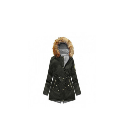 DOUBLE-SIDED PARKA WITH HOOD ARMY-GRAY (B2636) striukė DOUBLE-SIDED PARKA WITH HOOD ARMY-GRAY (B2636) striukė