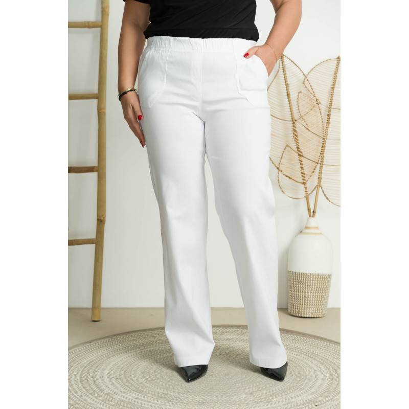 Platėjantys tamprūs džinsai paaukštintu liemeniu MIXA 11 White