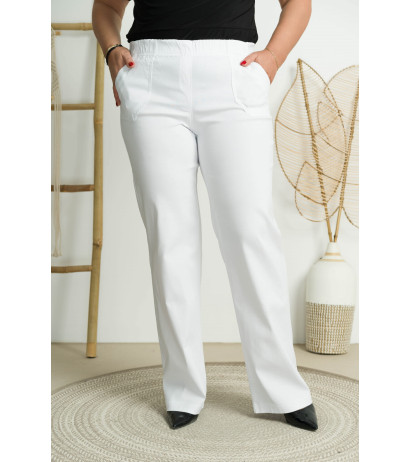 Platėjantys tamprūs džinsai paaukštintu liemeniu MIXA 11 White