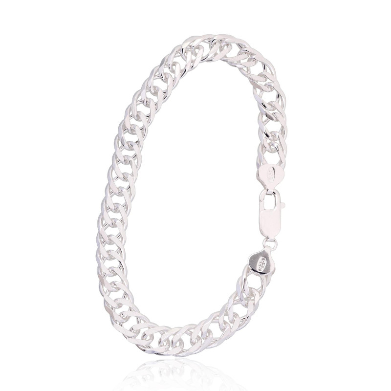 Sidabrinė grandinėlė Double rombo 8.5 mm , briaunų apdirbimas deimantu 2400156, Sidabras 925°