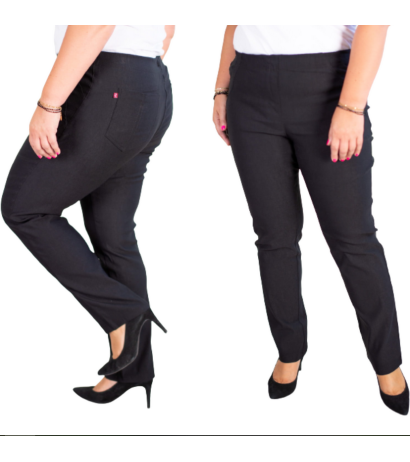 Ilgos tamprios kelnės tiesaus kirpimo paaukštintu liemeniu BENGALINY 02 K10 Black Ilgos tamprios kelnės tiesaus kirpimo paaukštintu liemeniu BENGALINY 02 K10 Black