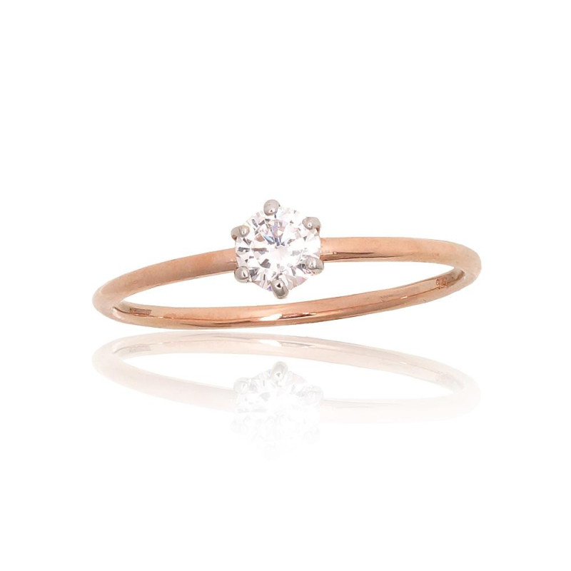 Auksinis žiedas 1101180(Au-R+PRh-W)_CZ, Raudonas Auksas 585°, rodis (padengti) , Cirkonai