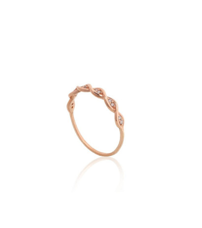 Auksinis žiedas 1101185(Au-R)_CZ, Raudonas Auksas 585°, Cirkonai