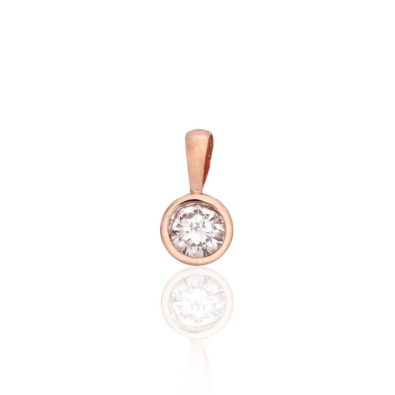 Auksinis pakabukas 1301082(Au-R)_CZ, Raudonas Auksas 585°, Cirkonai