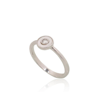 Sidabrinis žiedas 2101941(PRh-Gr)_CZ+PL, Sidabras 925°, rodis (padengti), Cirkonai , Perlamutras