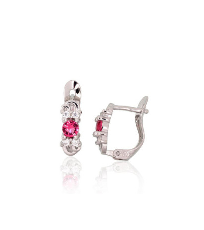 Sidabriniai auskarai ant cilindrinės spynos 2200979(PRh-Gr)_CZ+CZ-RO, Sidabras 925°, rodis (padengti), Cirkonai