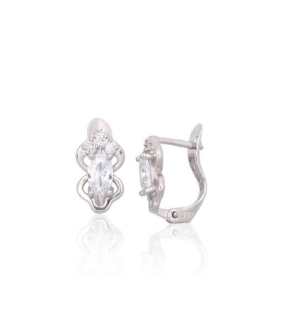 Sidabriniai auskarai ant cilindrinės spynos 2201793(PRh-Gr)_CZ, Sidabras 925°, rodis (padengti), Cirkonai