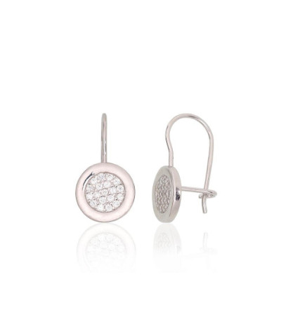 Sidabriniai auskarai ant kabliukų 2204132(PRh-Gr)_CZ, Sidabras 925°, rodis (padengti), Cirkonai