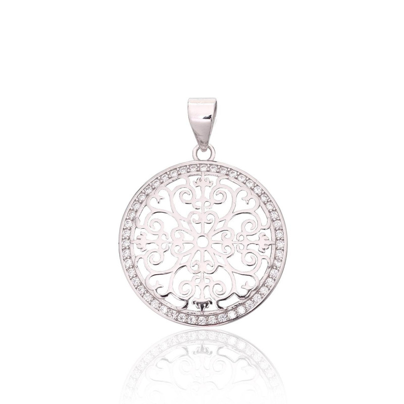 Sidabrinis pakabukas 2301994(PRh-Gr)_CZ, Sidabras 925°, rodis (padengti), Cirkonai