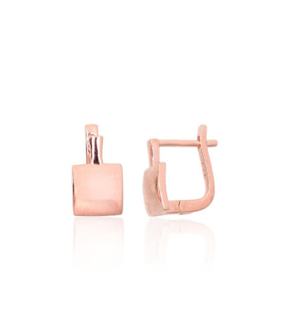 Sidabriniai auskarai ant cilindrinės spynos 2204084(PAu-R), Sidabras 925°, raudonas auksas (padengti)