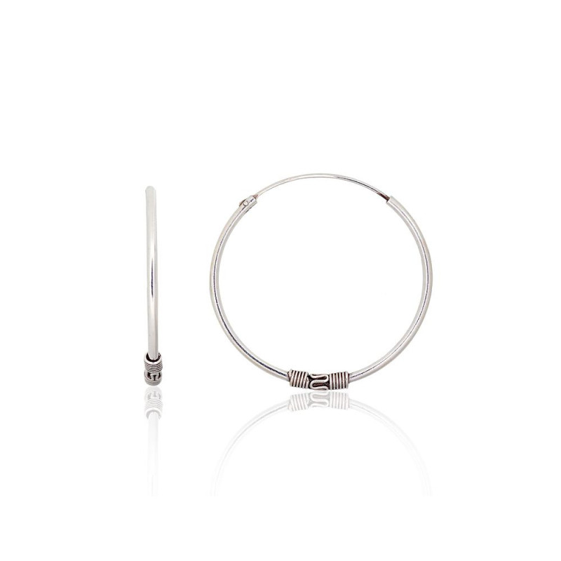 Sidabriniai auskarai –žiedai 2204008(POx-Bk), Sidabras 925°, oksidas (padengti)