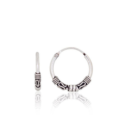 Sidabriniai auskarai –žiedai 2204010(POx-Bk), Sidabras 925°, oksidas (padengti)