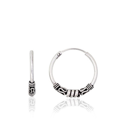 Sidabriniai auskarai –žiedai 2204012(POx-Bk), Sidabras 925°, oksidas (padengti)