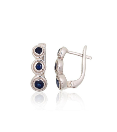 Sidabriniai auskarai 2204017(PRh-Gr)_SA, Sidabras 925°, rodis (padengti), Safyras