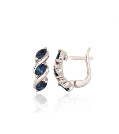 Sidabriniai auskarai 2204023(PRh-Gr)_SA, Sidabras 925°, rodis (padengti), Safyras