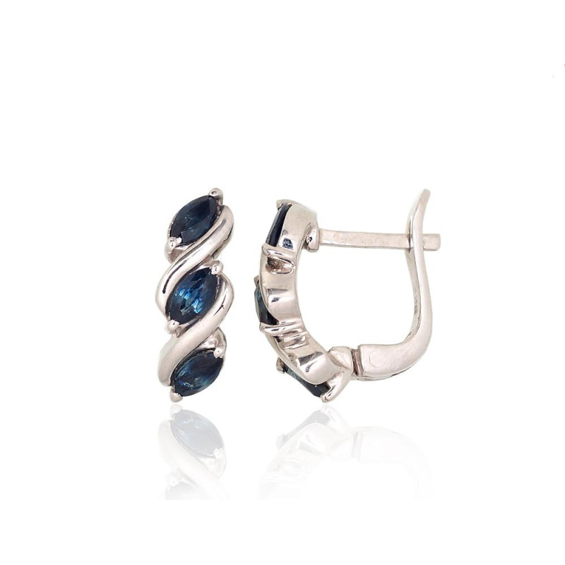 Sidabriniai auskarai 2204023(PRh-Gr)_SA, Sidabras 925°, rodis (padengti), Safyras