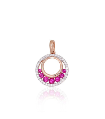 Auksinis pakabukas 1301070(Au-R+PRh-W)_DI+RB, Raudonas Auksas 585°, rodis (padengti) , Briliantai , Rubinas