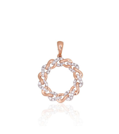 Auksinis pakabukas 1301072(Au-R+PRh-W)_DI, Raudonas Auksas 585°, rodis (padengti) , Briliantai