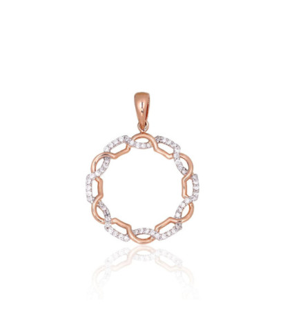 Auksinis pakabukas 1301073(Au-R+PRh-W)_DI, Raudonas Auksas 585°, rodis (padengti) , Briliantai