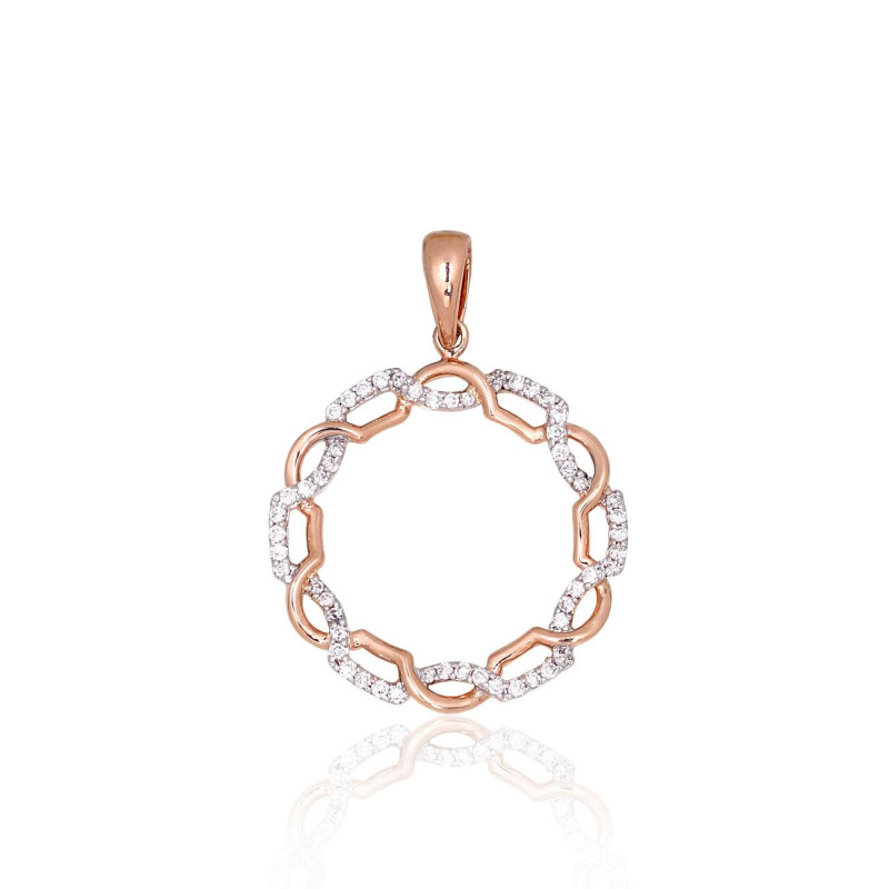 Auksinis pakabukas 1301073(Au-R+PRh-W)_DI, Raudonas Auksas 585°, rodis (padengti) , Briliantai