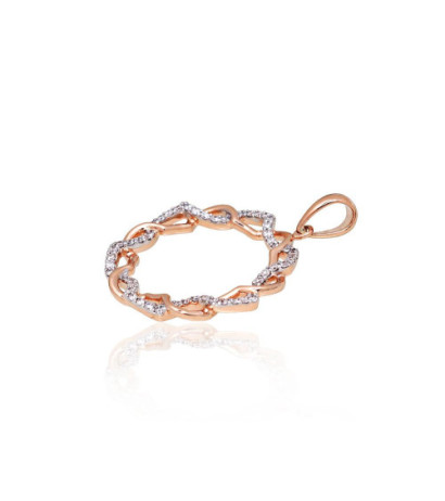 Auksinis pakabukas 1301073(Au-R+PRh-W)_DI, Raudonas Auksas 585°, rodis (padengti) , Briliantai