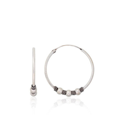 Sidabriniai auskarai –žiedai 2203997(POx-Bk), Sidabras 925°, oksidas (padengti)