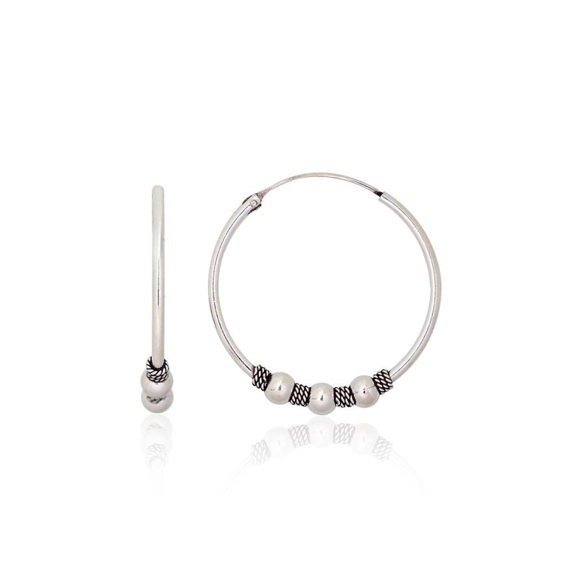 Sidabriniai auskarai –žiedai 2203997(POx-Bk), Sidabras 925°, oksidas (padengti)