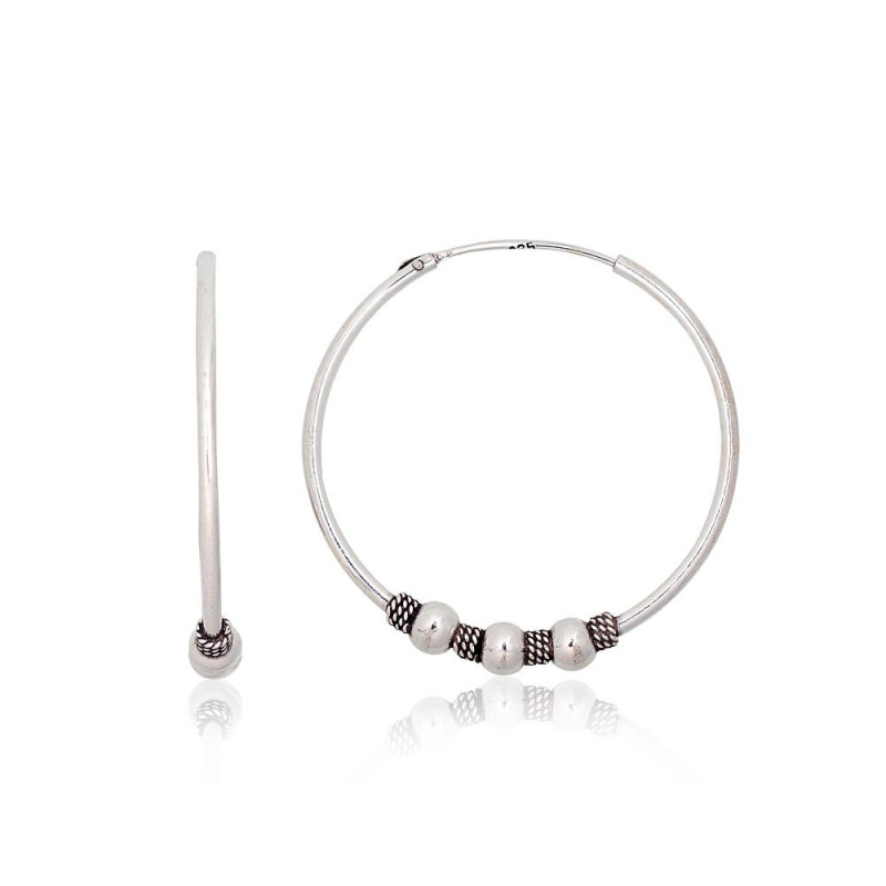 Sidabriniai auskarai –žiedai 2203998(POx-Bk), Sidabras 925°, oksidas (padengti)