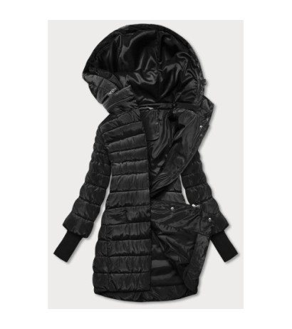 LONG JACKET WITH HOOD BLACK (PM7231) striukė